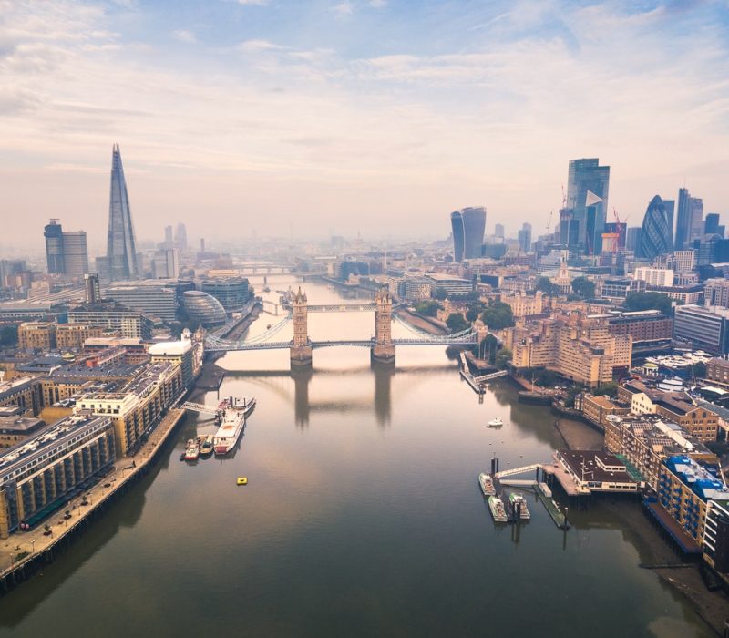 Aerial view of London and the River Thames